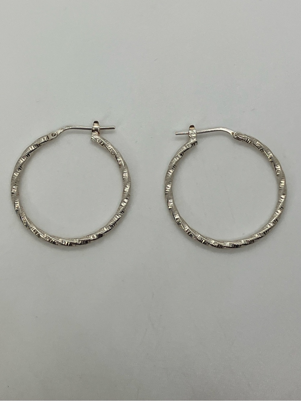 Vtg 925 Sterling Silver Glitter Sparkle Twist Hoops Hoop Earrings 30mm